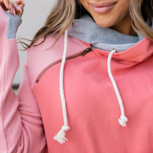 AMPERSAND DOUBLE HOOD SWEATSHIRT - CORAL COAST size L - Picture 4 of 5